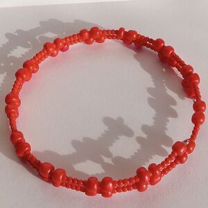 CLEARANCE Red beaded memory wire bracelet